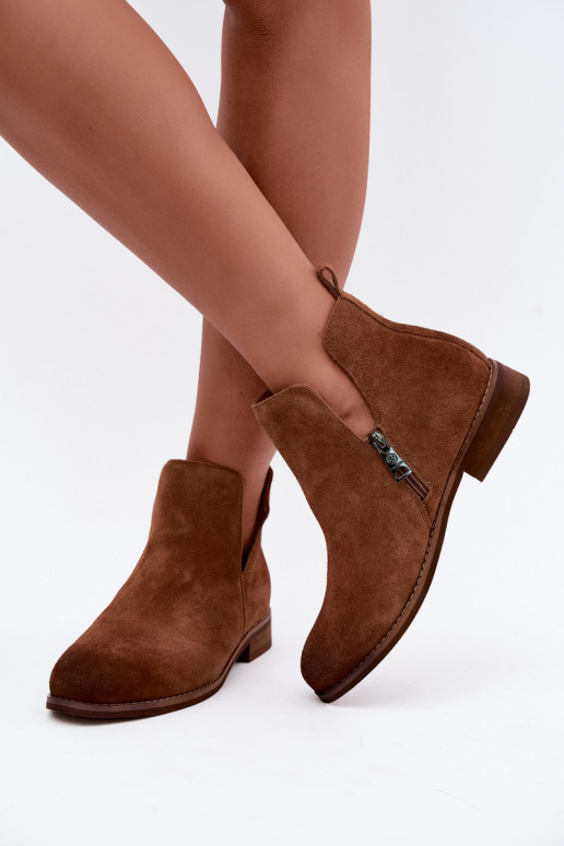 Leather Suede Ankle Boots Vinceza 133142 Light Brown