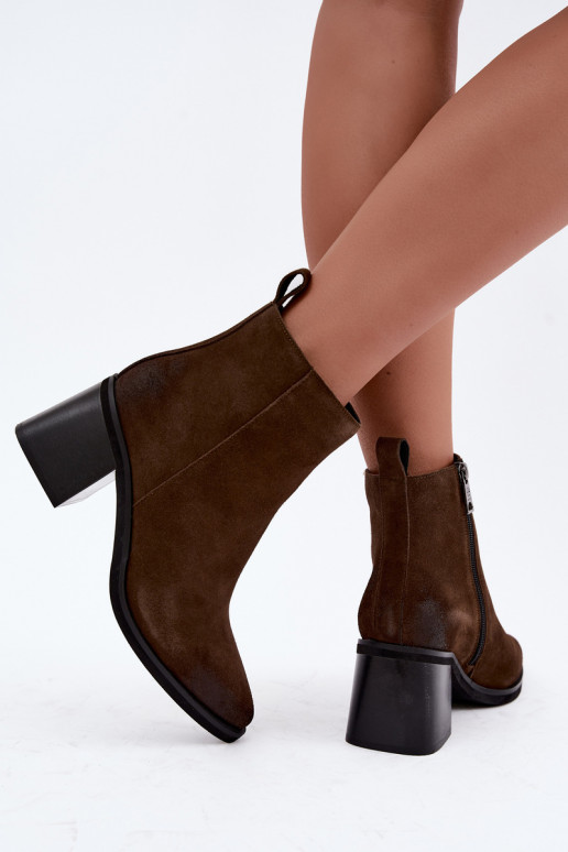 Leather Insulated Heel Boots Vinceza 133100 Khaki