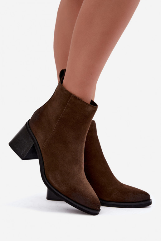 Leather Insulated Heel Boots Vinceza 133100 Khaki