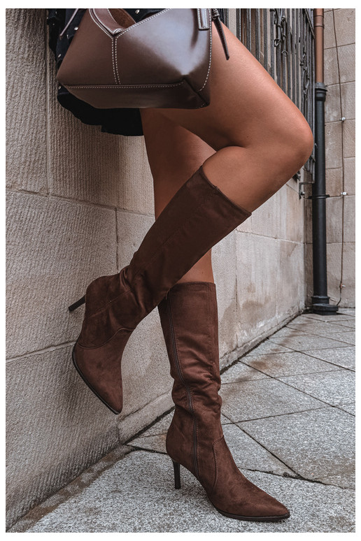 Warm brown knee-high boots with heels Taelia