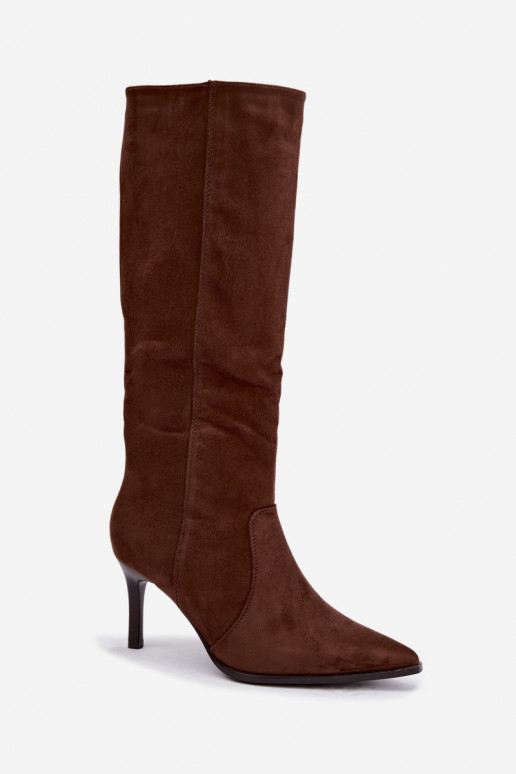 Warm brown knee-high boots with heels Taelia