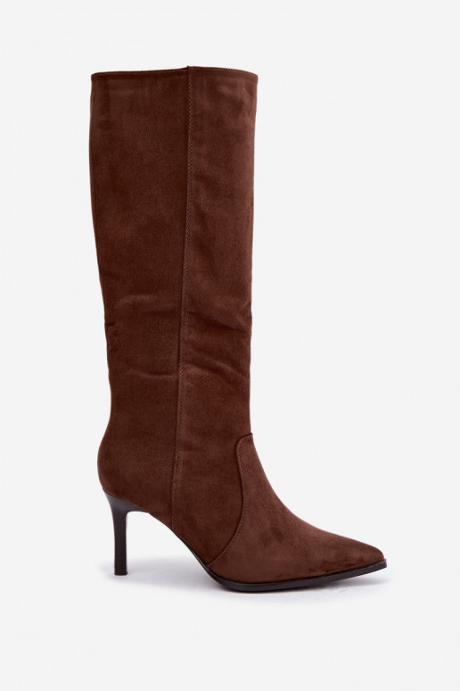 Warm brown knee-high boots with heels Taelia