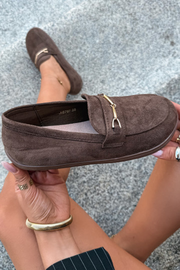 Golden moccasins Barefoot Ze with brown details Paresa 2