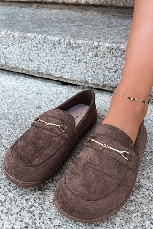 Auksinės spalvos mokasinai Barefoot Ze su rudomis detalėmis Paresa