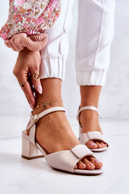 Faux leather high-heeled sandals Lorisa in sand color