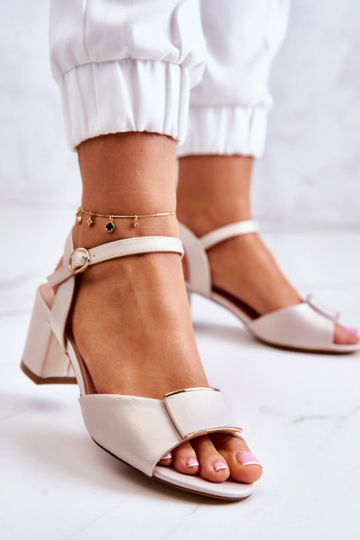 Faux leather high-heeled sandals Lorisa in sand color