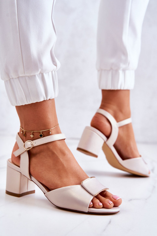 Faux leather high-heeled sandals Lorisa in sand color