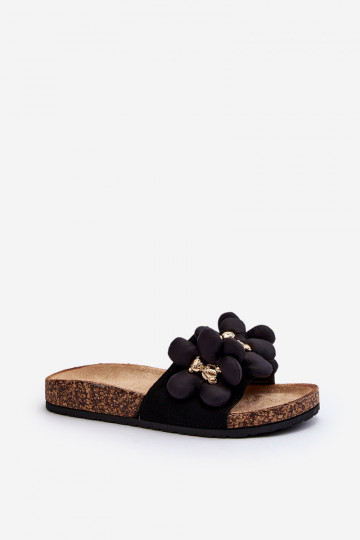 Women's slippers with decorative details Bunlia in black color