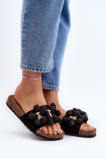 Women's Black Sandals with Decorations Bunlia 2