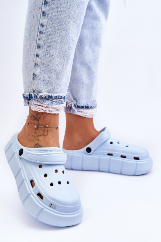 Women's platform slippers with foam in light blue Beckett
