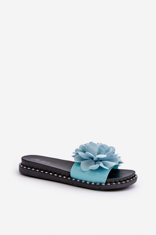 Women's slippers with floral motifs in blue Cellanen