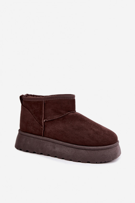 Insulated women's snow boots with platform and fur inside CzekoladoĮe Vesirae