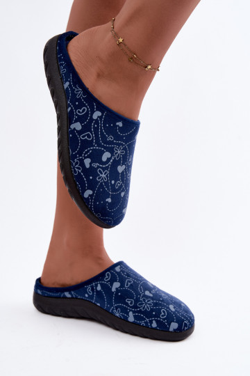 Dark blue women's slippers with patterns Inblu ET000041