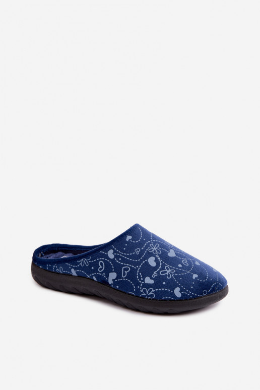 Dark blue women's slippers with patterns Inblu ET000041