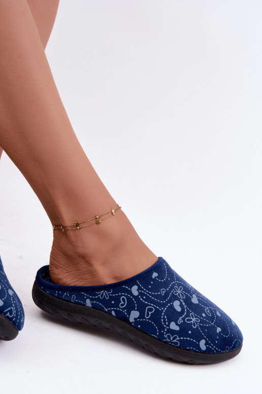 Dark blue women's slippers with patterns Inblu ET000041