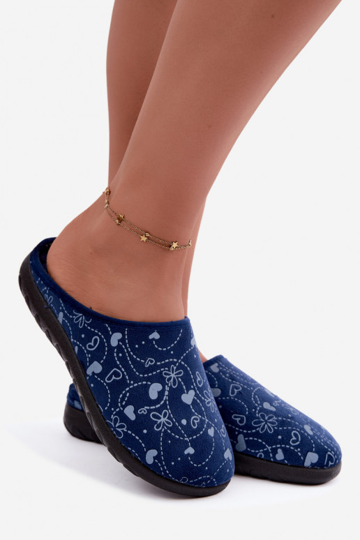 Dark blue women's slippers with patterns Inblu ET000041