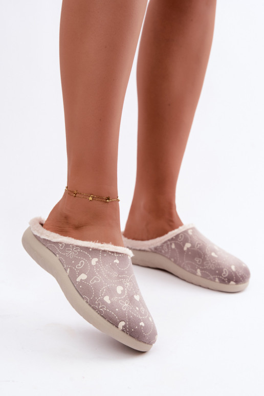 Gray women's slippers with patterns Inblu ET000041
