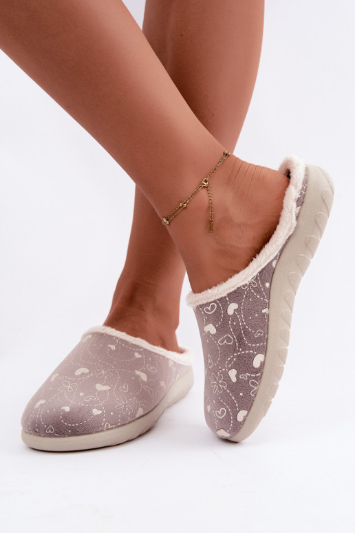 Gray women's slippers with patterns Inblu ET000041