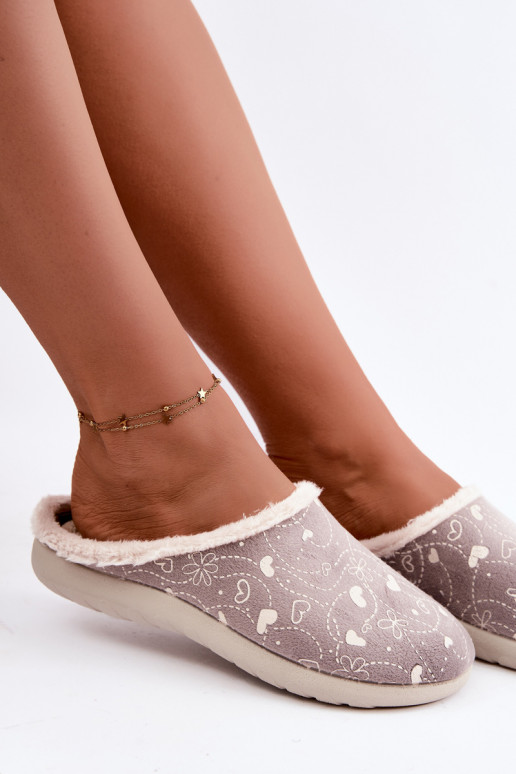 Gray women's slippers with patterns Inblu ET000041