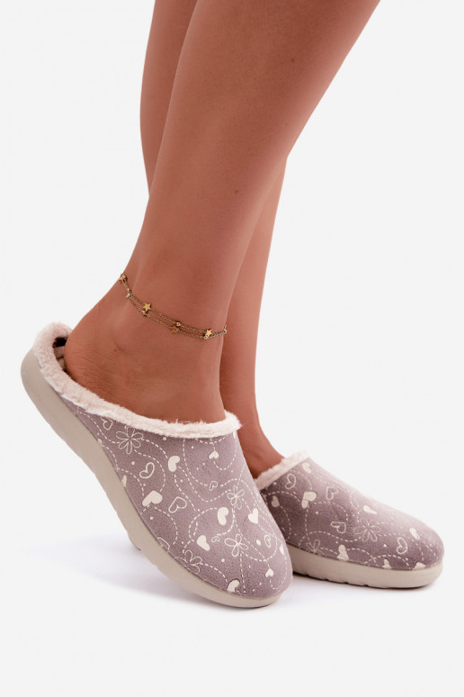 Gray women's slippers with patterns Inblu ET000041