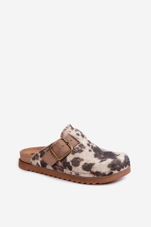 Brązowe damskie chodaki z klamrami Inblu DJ000016