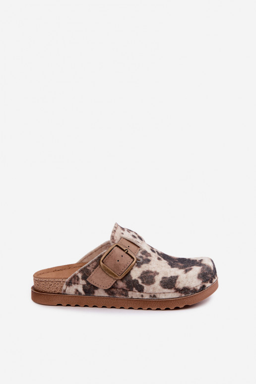 Brown women's clogs with buckles Inblu DJ000016