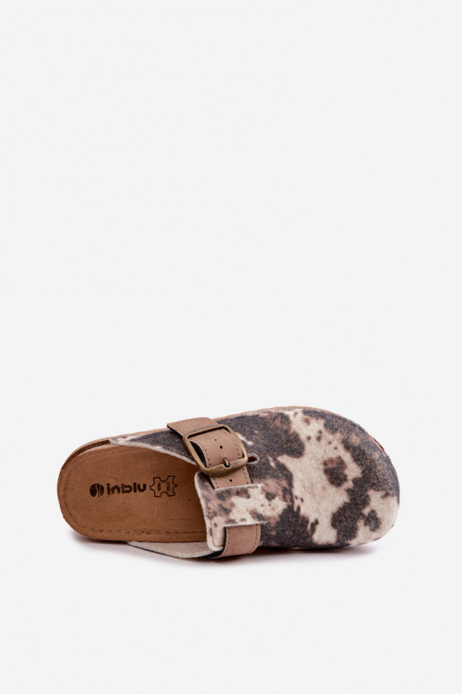 Brown women's clogs with buckles Inblu DJ000016