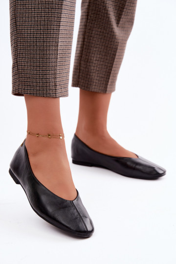 Ballet flats with decorative stitching in black Iralia 2
