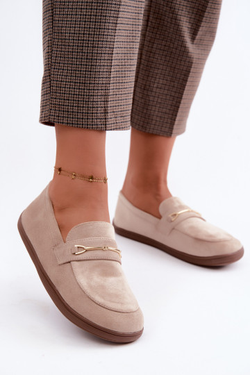 Loafers with gold details in sand color Paresa
