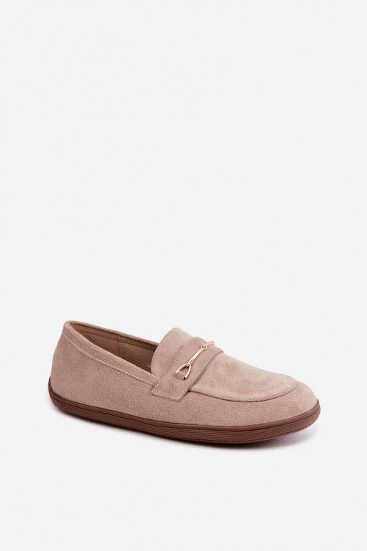 Loafers with gold details in sand color Paresa