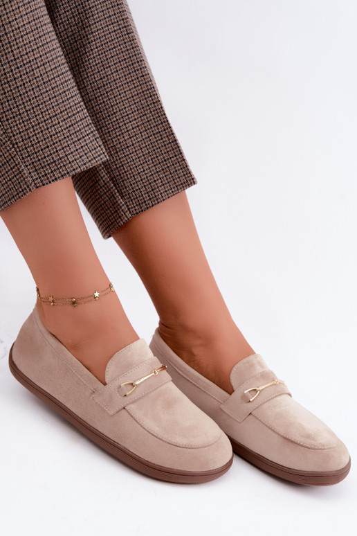 Loafers with gold details in sand color Paresa