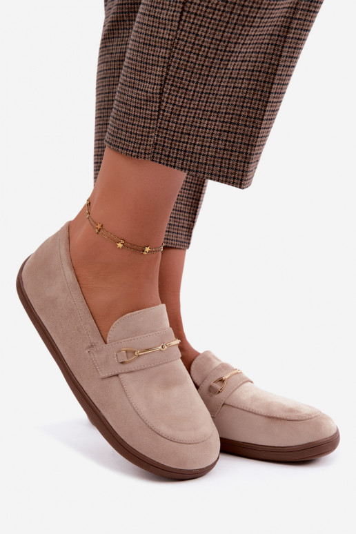 Loafers with gold details in sand color Paresa