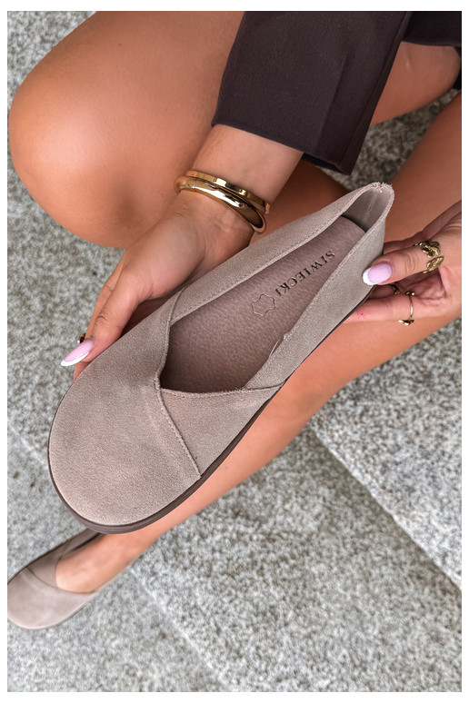 Warm women's ballerinas made of faux suede Mirelia