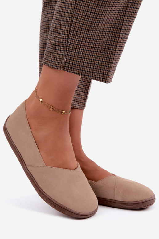 Warm women's ballerinas made of faux suede Mirelia