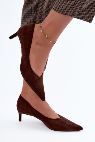 Pointed toe shoes in chocolate color Tadela