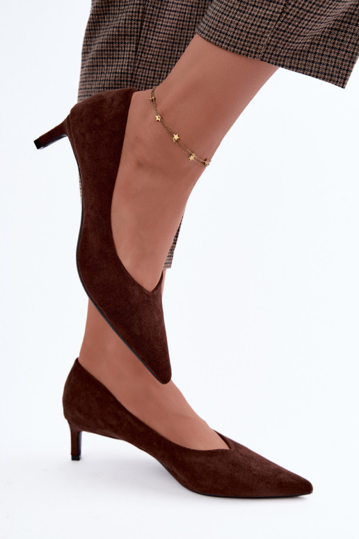 Pointed toe shoes in chocolate color Tadela