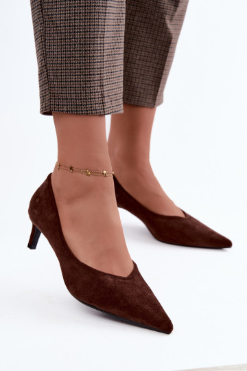 Pointed toe shoes in chocolate color Tadela 2