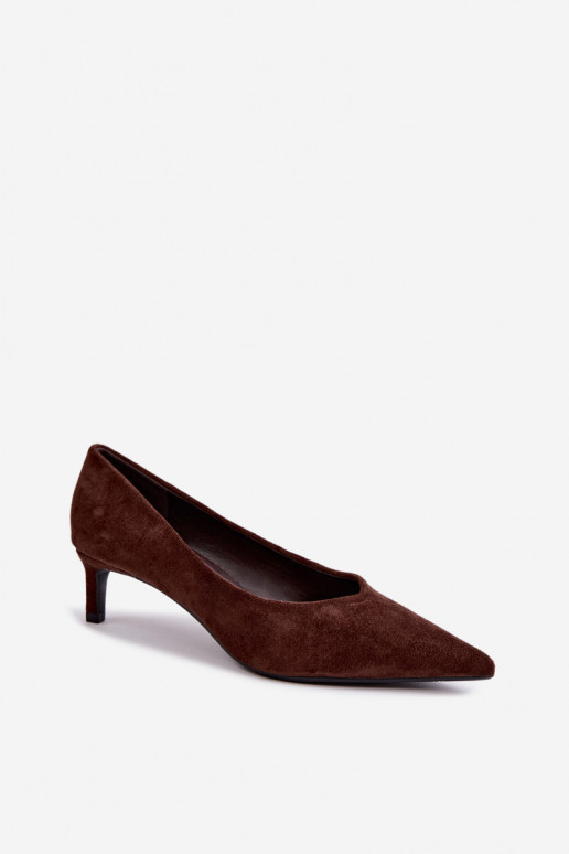 Pointed toe shoes in chocolate color Tadela