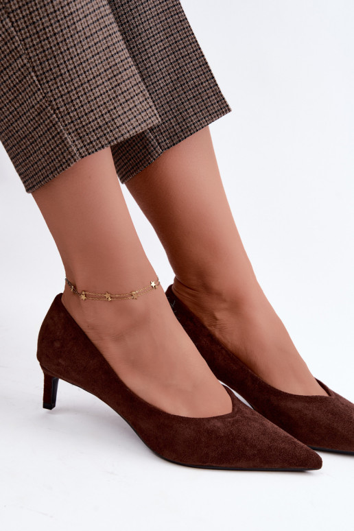 Pointed toe shoes in chocolate color Tadela