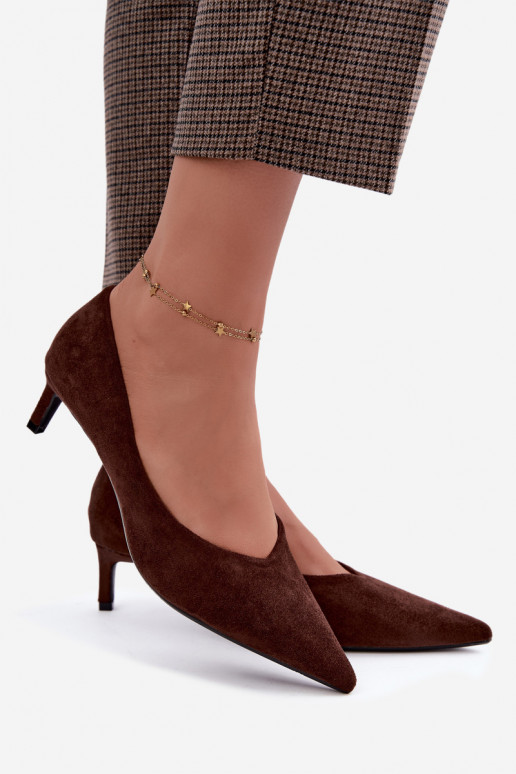 Pointed toe shoes in chocolate color Tadela