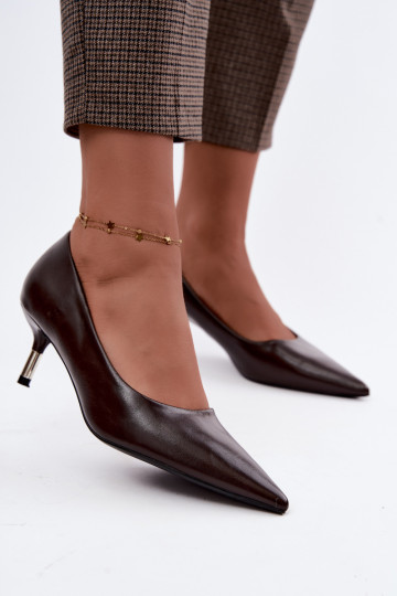 Low heel shoes in chocolate color Pelina