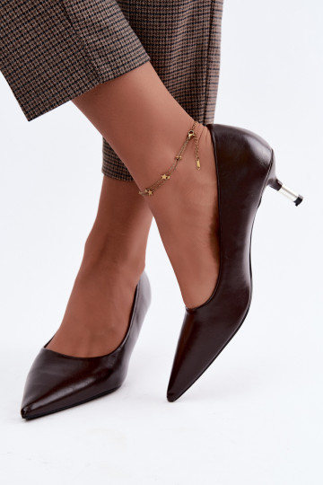 Low heel shoes in chocolate color Pelina 2