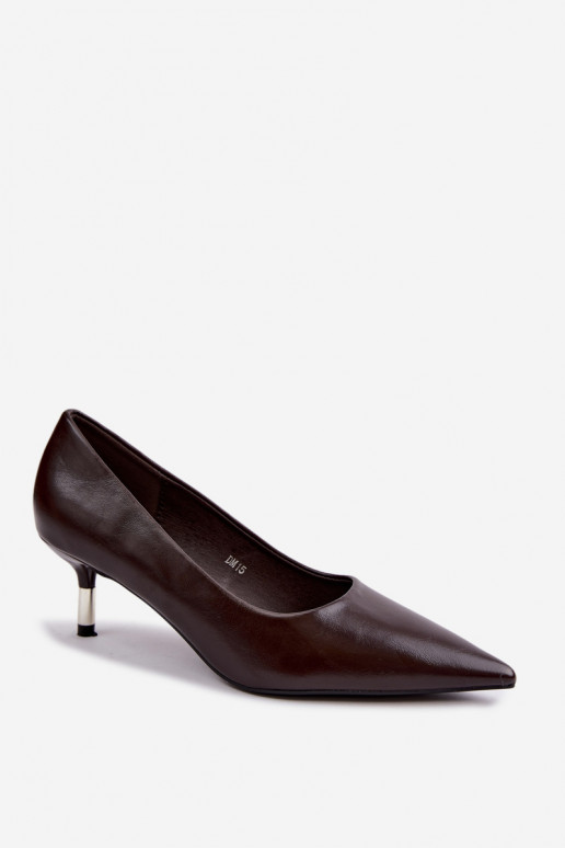 Low heel shoes in chocolate color Pelina