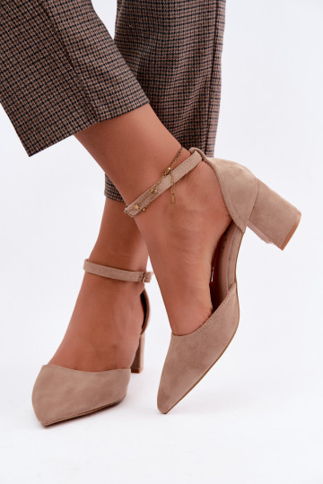 Heeled shoes with straps in sand color Olenae