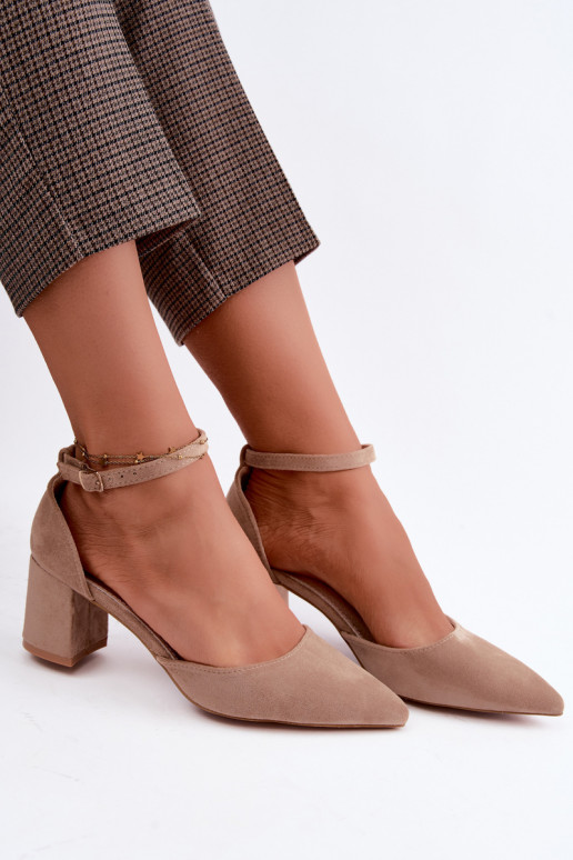 Heeled shoes with straps in sand color Olenae