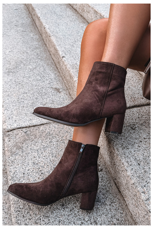 Insulated women's ankle boots with heels Brella in chocolate color