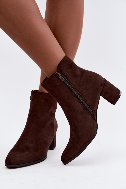 Insulated women's ankle boots with heels Brella in chocolate color