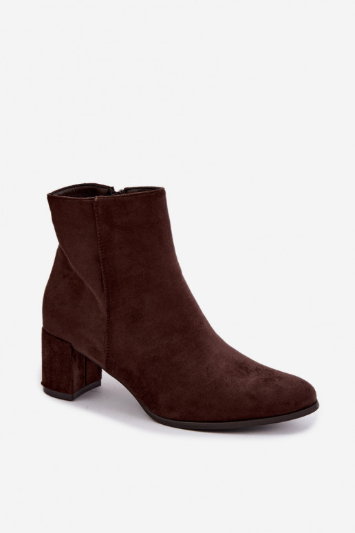 Insulated women's ankle boots with heels Brella in chocolate color