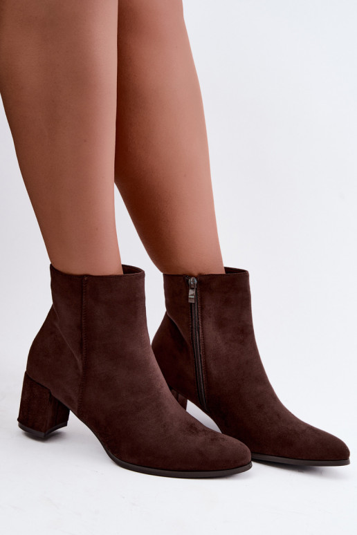 Insulated women's ankle boots with heels Brella in chocolate color