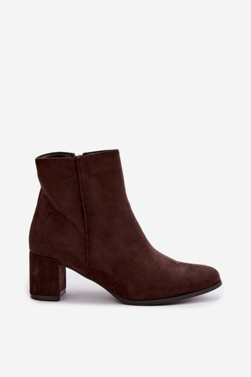 Insulated women's ankle boots with heels Brella in chocolate color